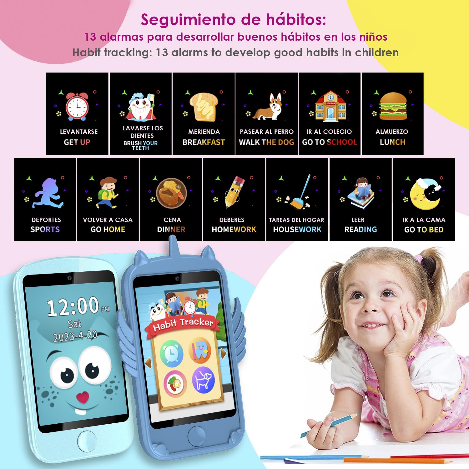 Cellulare per bambini A16 con rete GSM. Schermo 2.8, fotocamera, modalità scuola, giochi didattici.