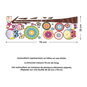 Stickers Muraux décoration adhésifs hiboux et étoiles