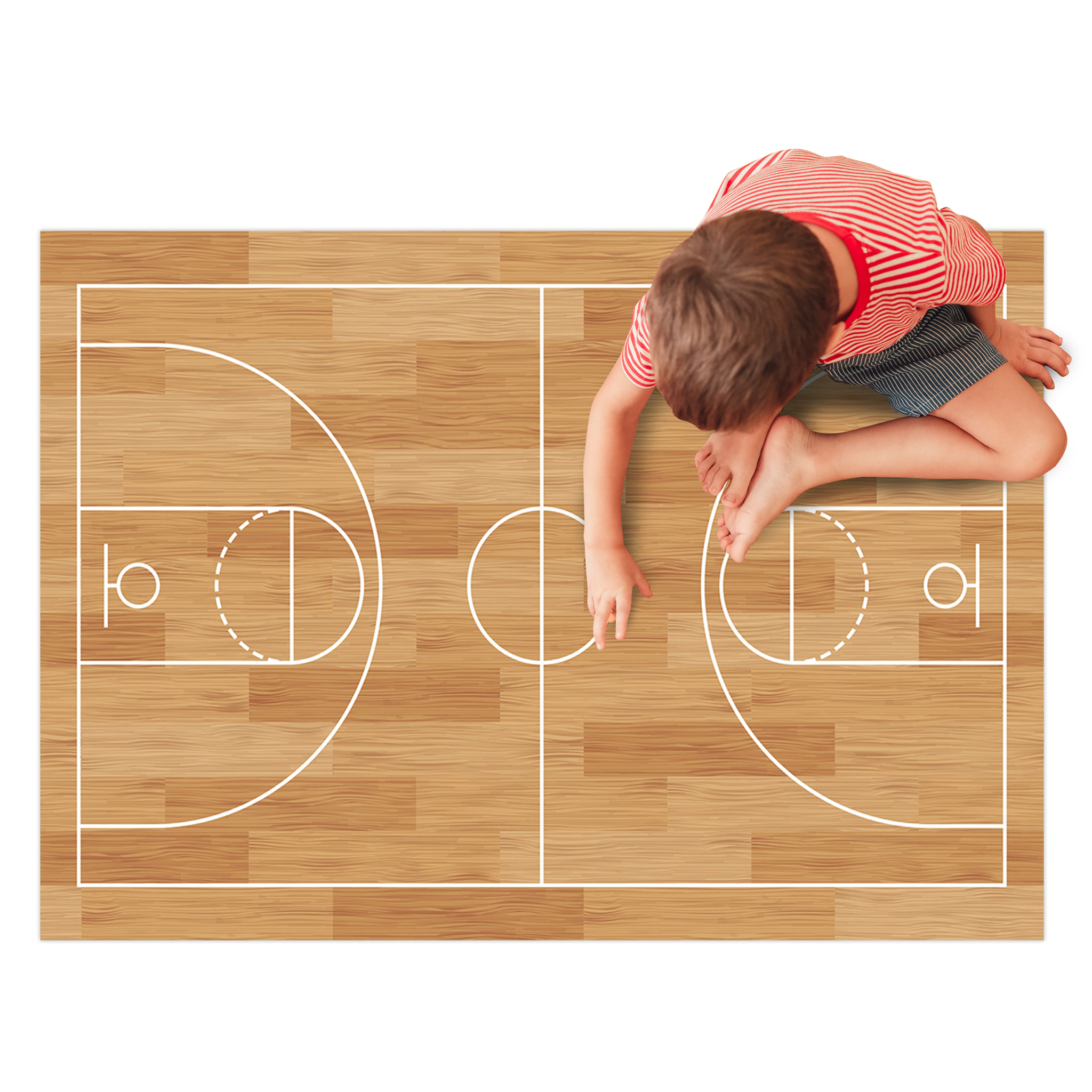 Alfombra de vinilo Cancha de Baloncesto 160x240 cm - PVC antideslizante, vinilica, para habitación de los niños, infantil