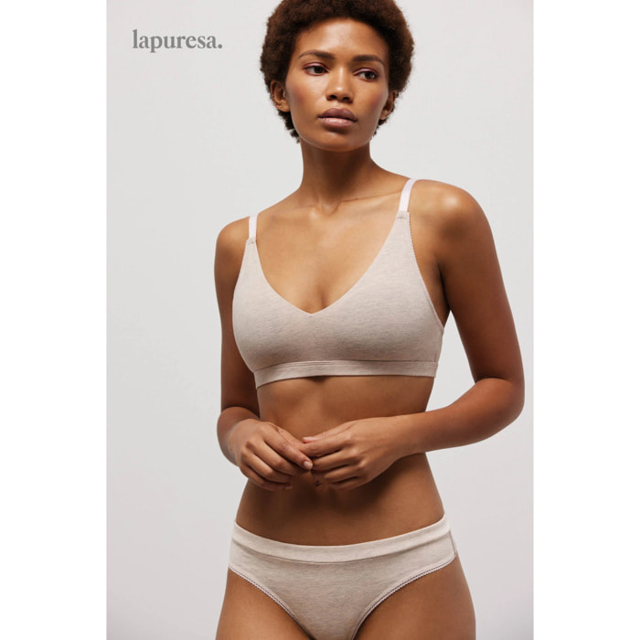 Reggiseno imbottito senza ferretto in cotone biologico beige