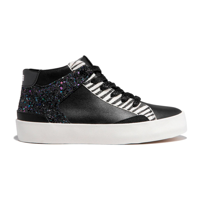 Zapatillas mid con glitter y estampado animal