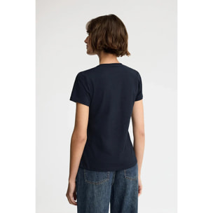 Camiseta azul marino de manga corta y cuello pico con bordado Rigby Go