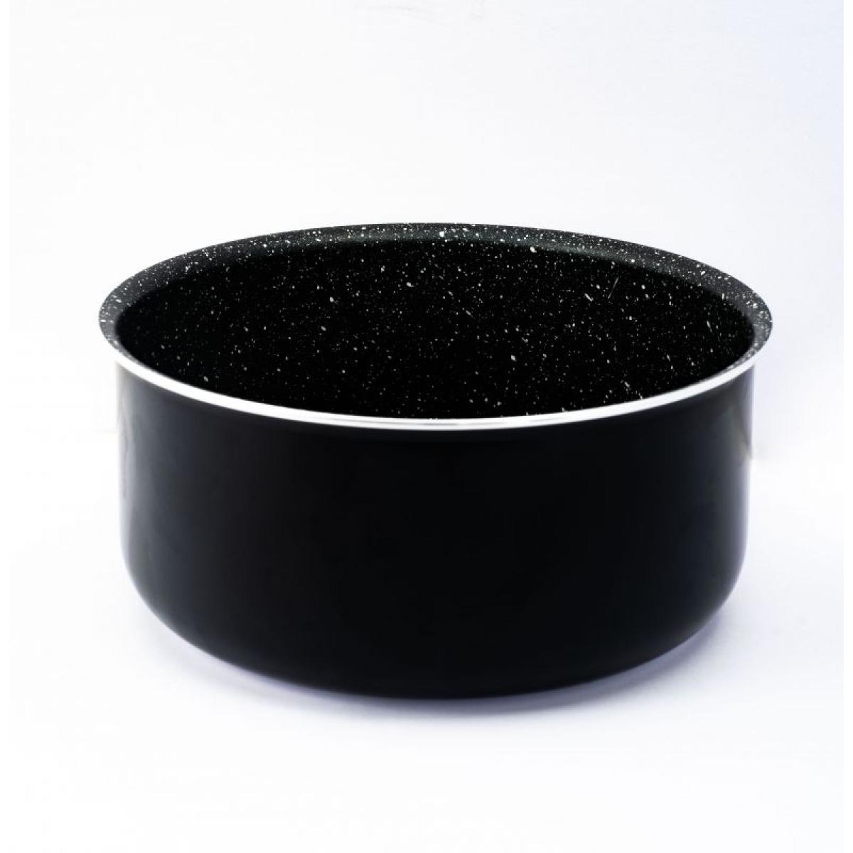 Batterie de cuisine revêtement pierre avec manche amovible 7 pièces noir Herzberg HG8053-BLK