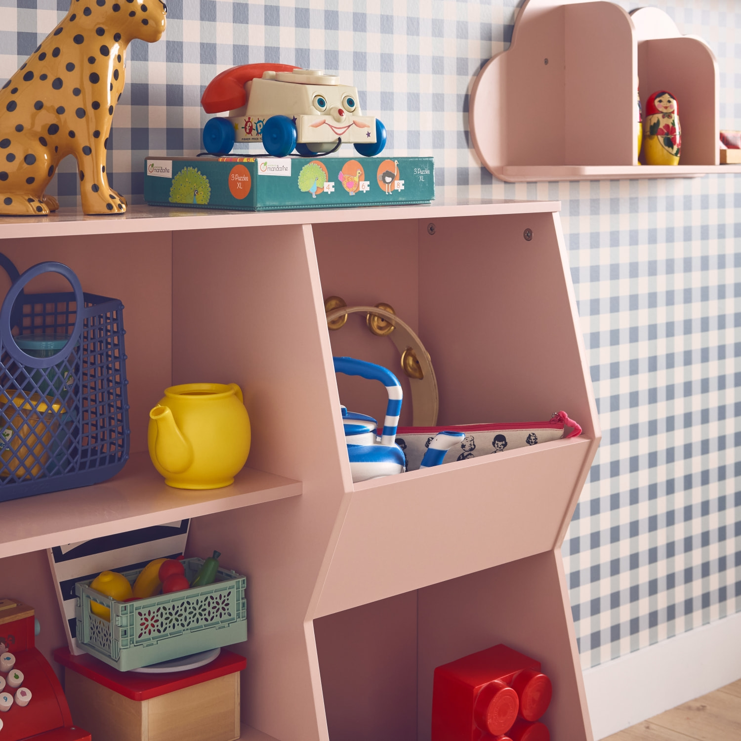Meuble de rangement enfant 3 étagères 2 espaces de rangement TOBIAS