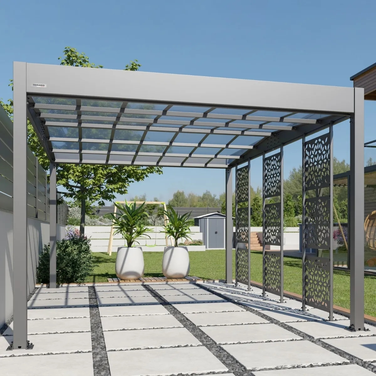 Carport aluminium Trigano - LIBECCIO + 3 claustras - 16 m²