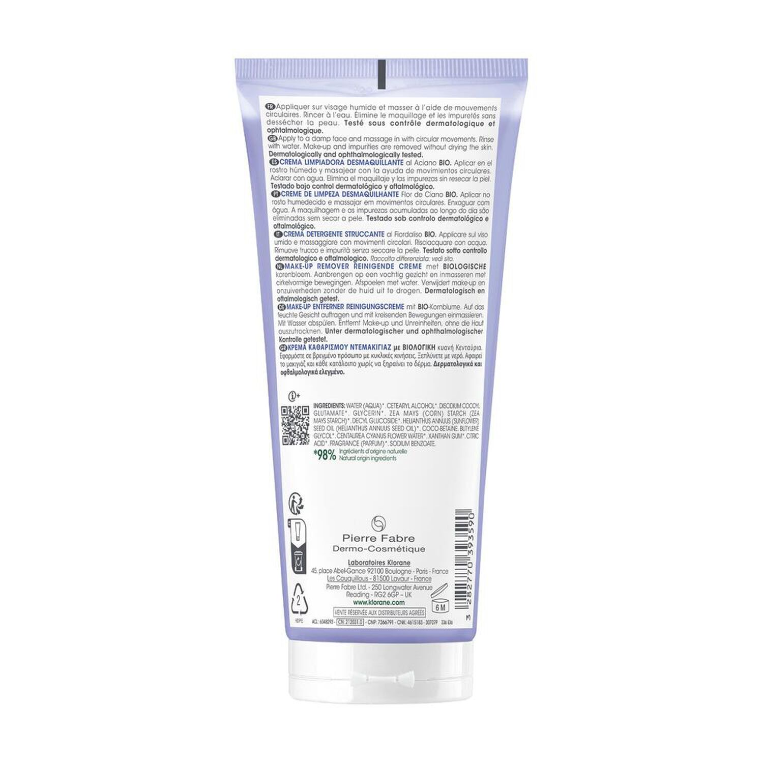 Bleuet Bio - Crème Nettoyante Démaquillante - 200 ml