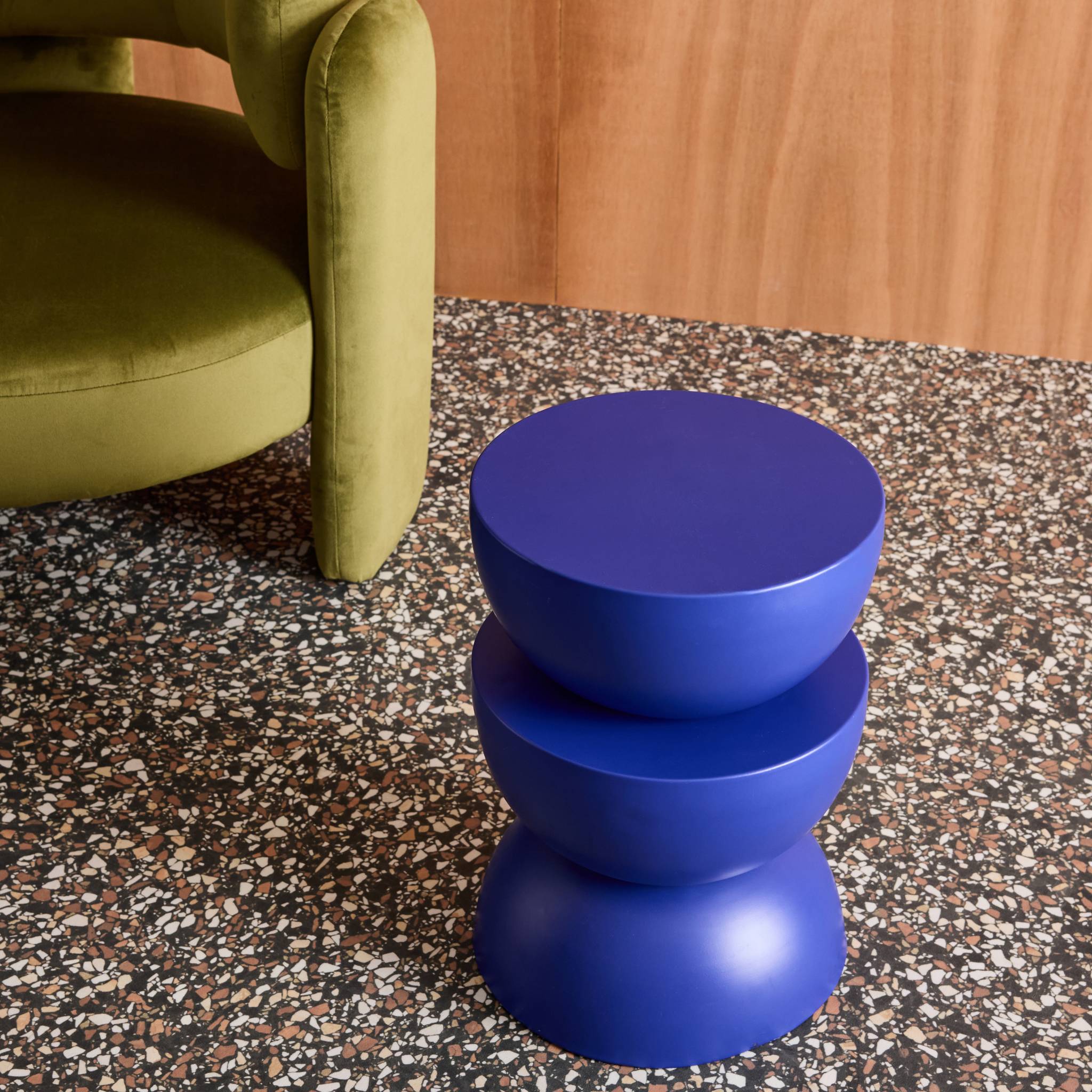 Table d'appoint, bout de canapé, table de chevet métal Ø32 x H46,5cm COUMBA