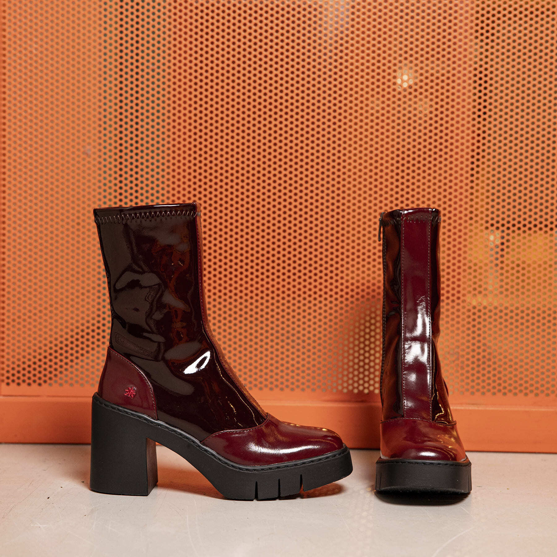 Botines con tacón 1973 NAPPA RED-BLACK/BERNA color Red-black