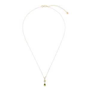Collana in Argento 925 placcato Oro Giallo 18Kt con Ciondolo in Peridoto Verde