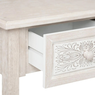 Console "Hina" avec étagère bois blanchi L80cm