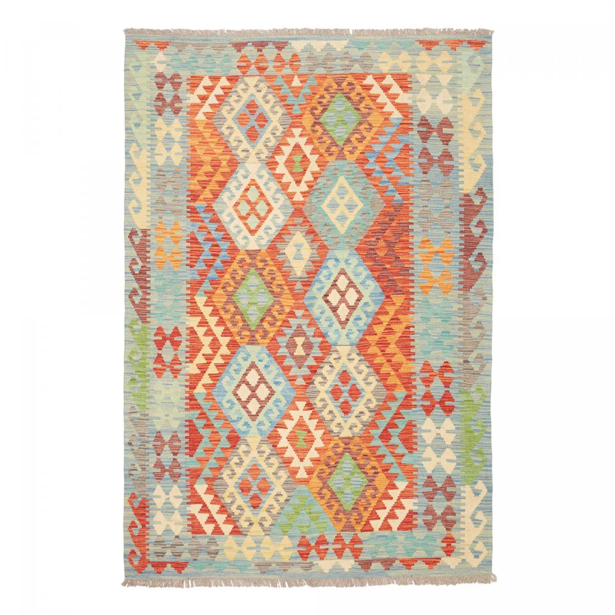 Tapis kilim ethnique authentique, tissé plat en laine naturelle