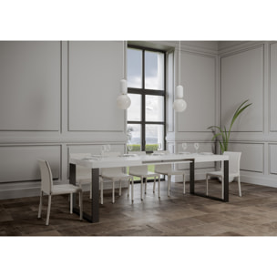 Table extensible 90x140/244 cm Tecno Frêne Blanc cadre Anthracite