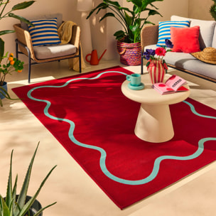 POSITANO - Tapis intérieur/extérieur à motif wavy bordeaux