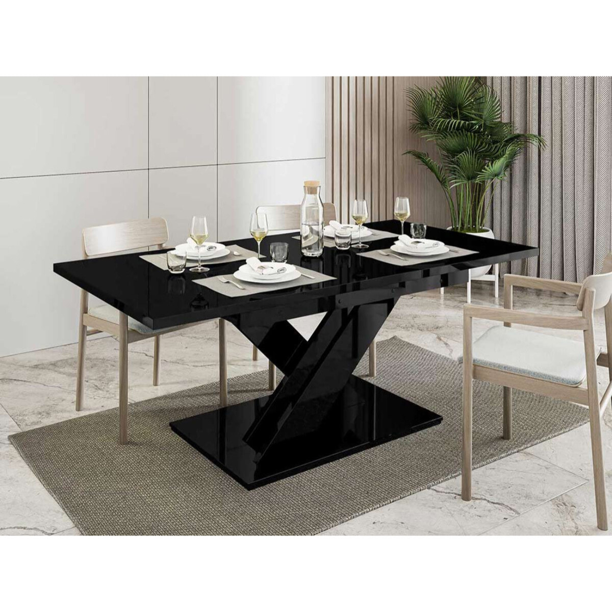 Buriti - table à manger extensible - noir - 4 à 6 personnes - Noir