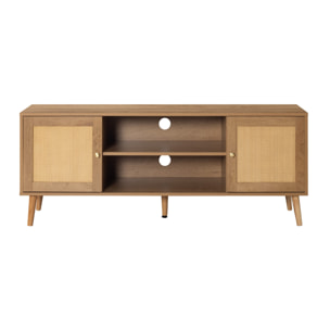 Goto - meuble tv - effet bois et cannage - 140 cm - Bois