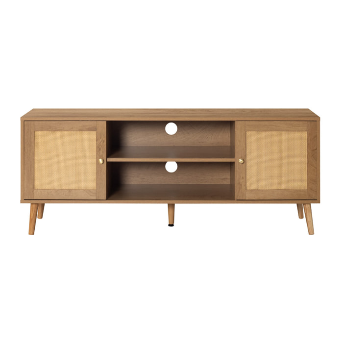Goto - meuble tv - effet bois et cannage - 140 cm - Bois