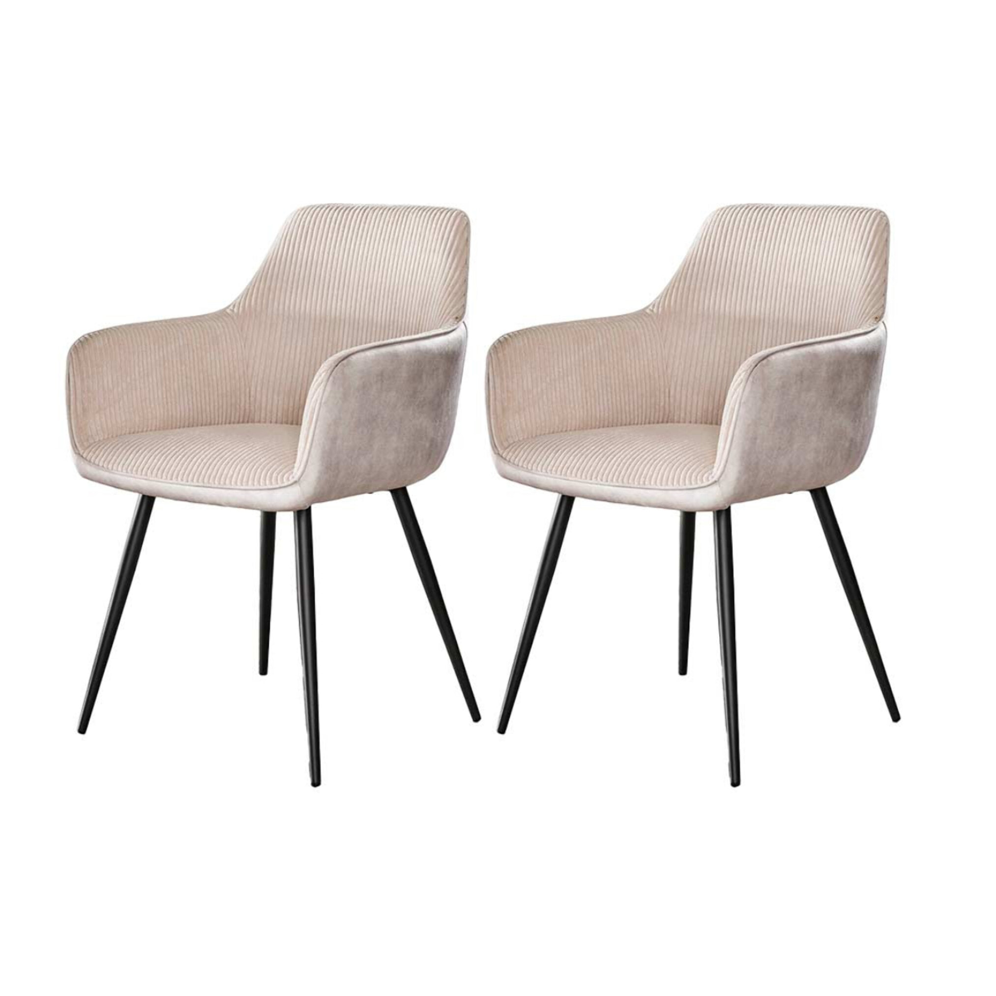 Lormi - lot de 2 fauteuils - en velours côtelé et velours - beige - Gris