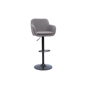 Tabourets de bar réglables tissu effet velours gris et métal (lot de 2) AMIKA