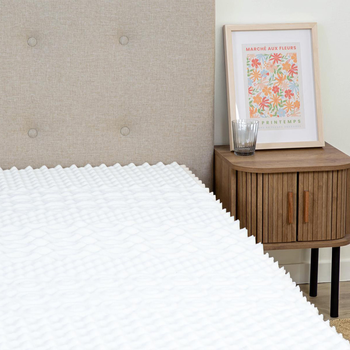 Surmatelas Nuage, 4 cm, Mémoire de Forme Haute Densité, 7 Zones de Confort, Bonne Indépendance de Couchage, Fabrication Française