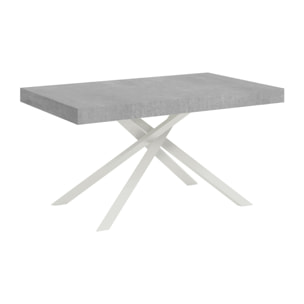 Mesa extensible 90x160/420 cm Karida cemento patas blanca