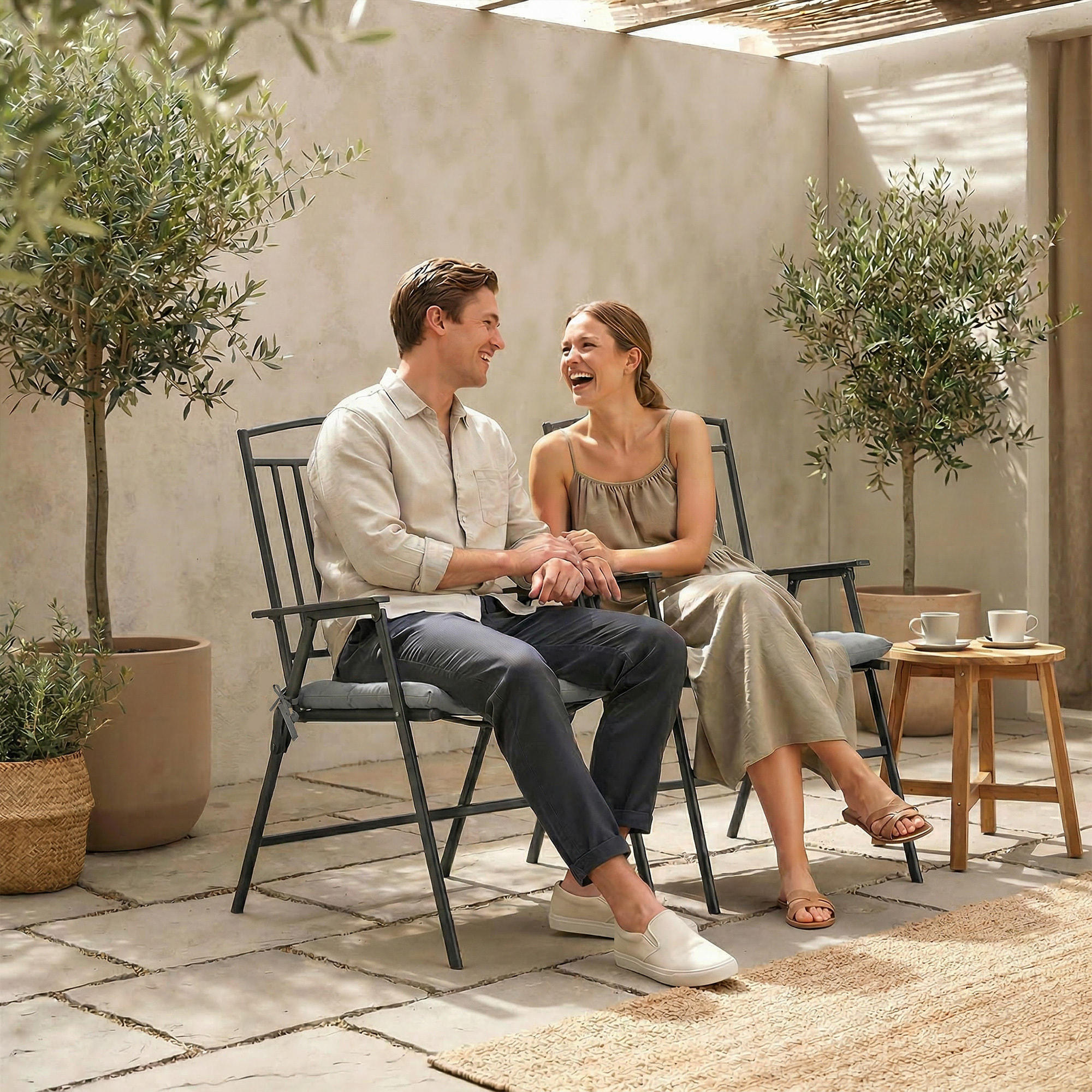 Juego de 6 Cojines para Sillas de Comedor, 40x40 cm, 6 Piezas, Cojines para Sillas de Jardín Acolchados con Cintas y Fundas Extraíbles, Gris Oscuro