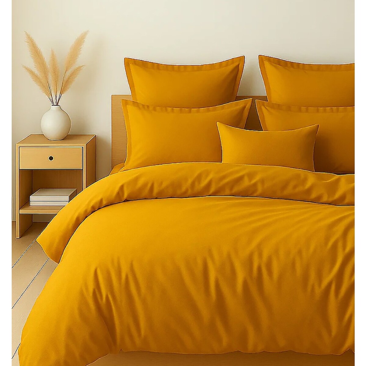 Parure Housse De Couette + 1 taie 100% Coton 57fils Safran