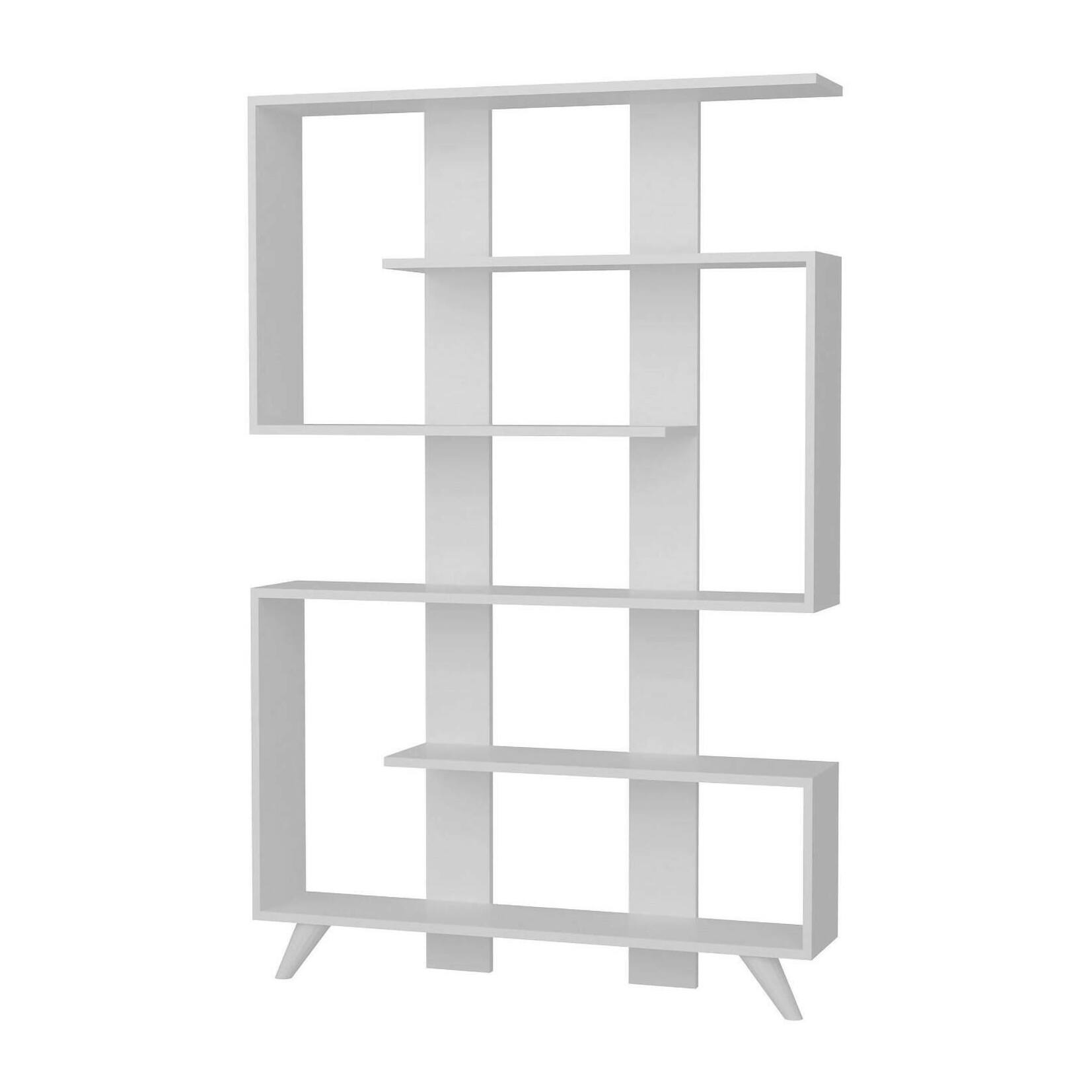 Libreria Dmandell, Scaffale da ufficio, Mobile portalibri, Biblioteca, 120x20h162 cm, Bianco