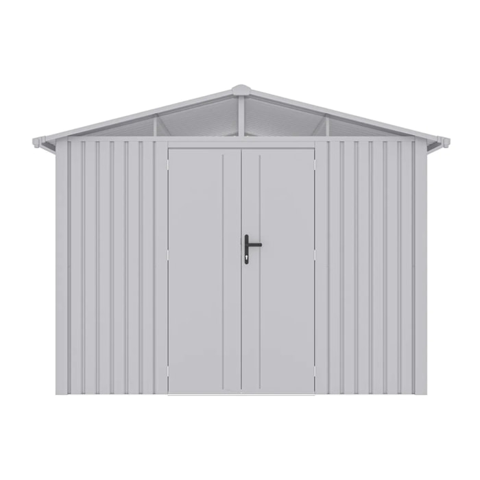 Abri de jardin métal blanc aluminium 5.71 m² + kit d'ancrage