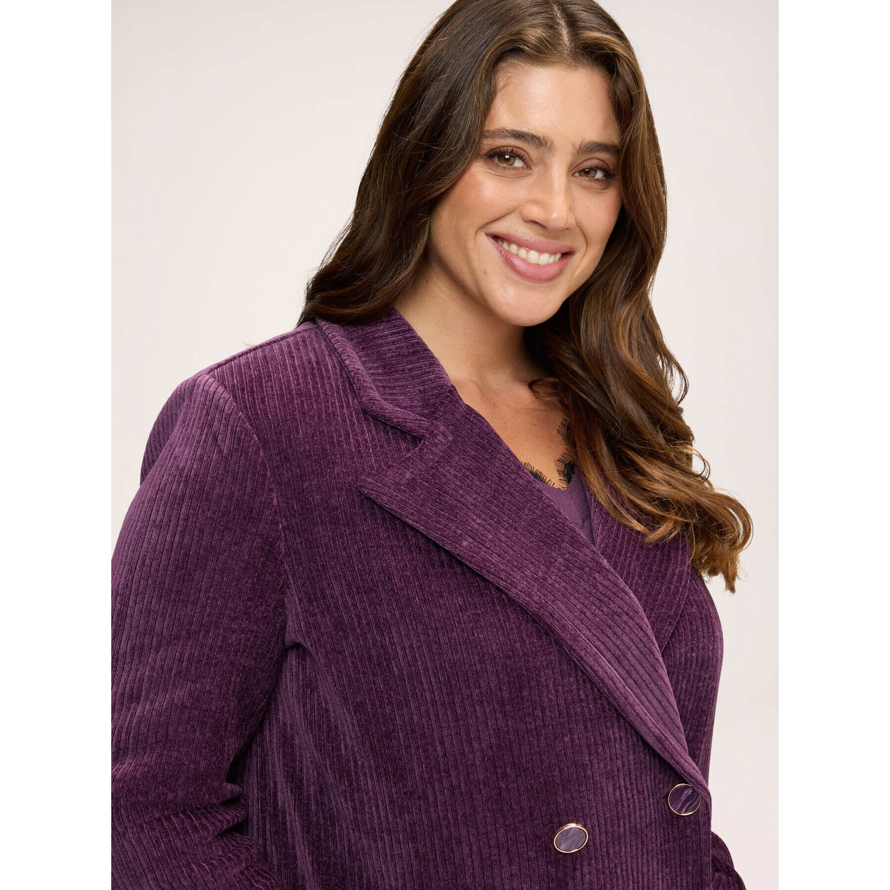 Fiorella Rubino - Abrigo de pana con doble botonadura - Violeta