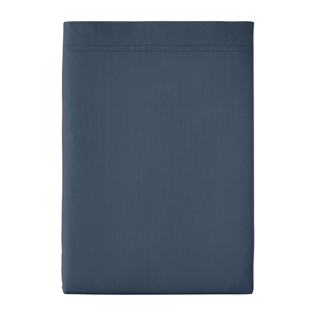 Drap plat uni en percale de coton, PREMIÈRE, Bleu Nuit