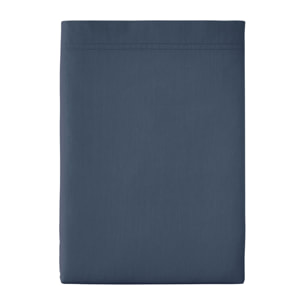 Drap plat uni en percale de coton, PREMIÈRE, Bleu Nuit