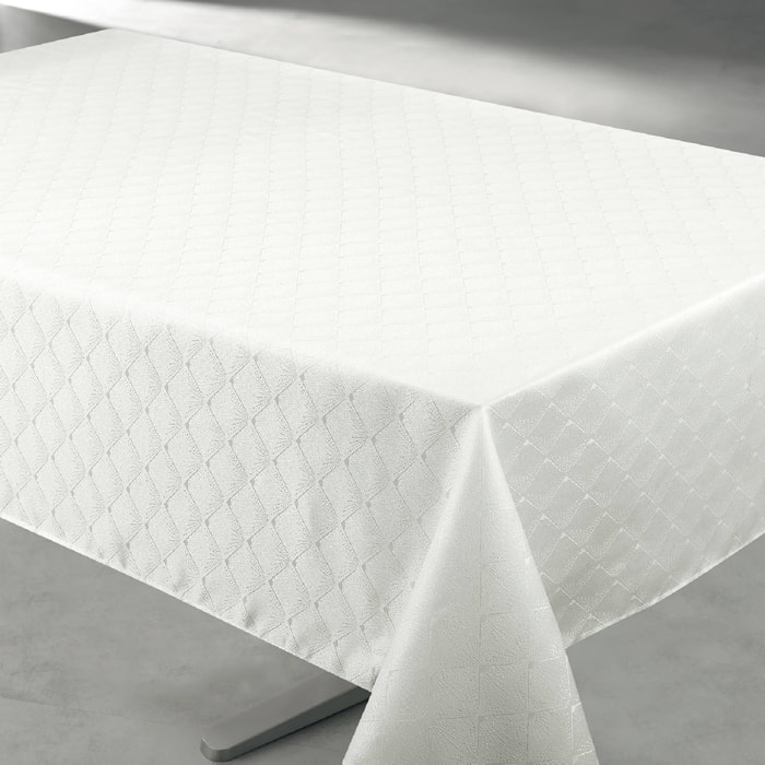 Nappe rectangulaire extérieure aux motifs graphiques - Ecru