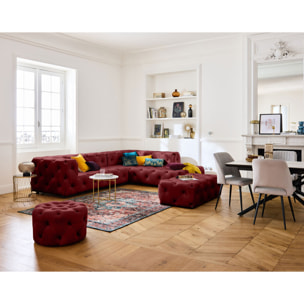 Gallata - pouf Chesterfield - en velours - Rouge