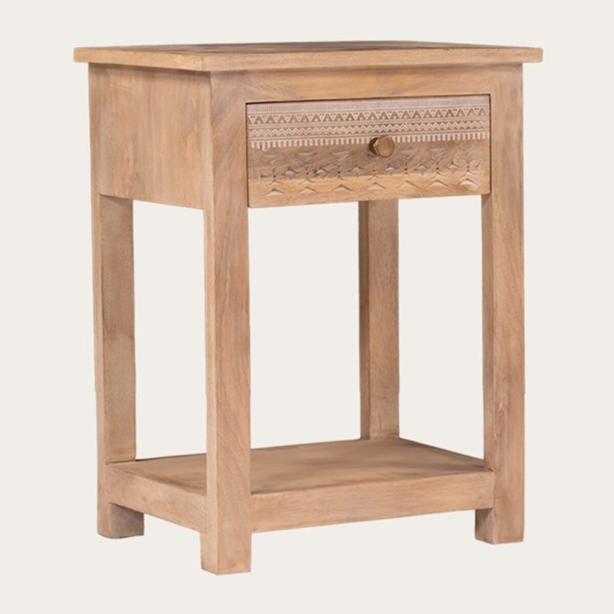 Table de chevet Zilara -bois massif de mangue-couleur natural 45 x 60 x 35 cm