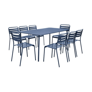 Table de jardin métal + 8 assises AMÉLIA