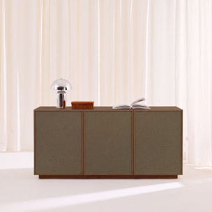 Buffet décor bois et tissu 3 portes 160cm KUBA