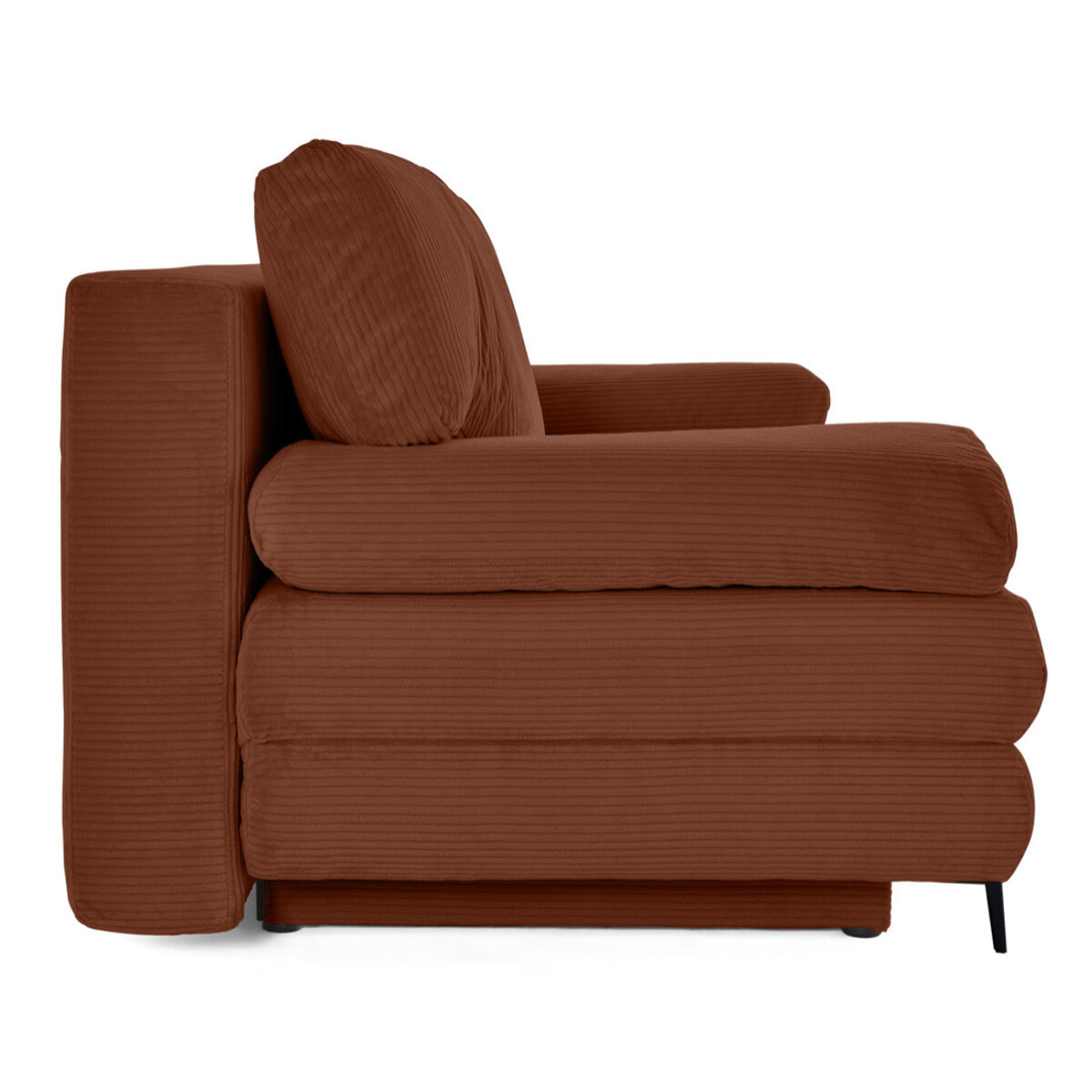 Elton - canapé 3 places convertible avec coffre en velours côtelé - Terracotta