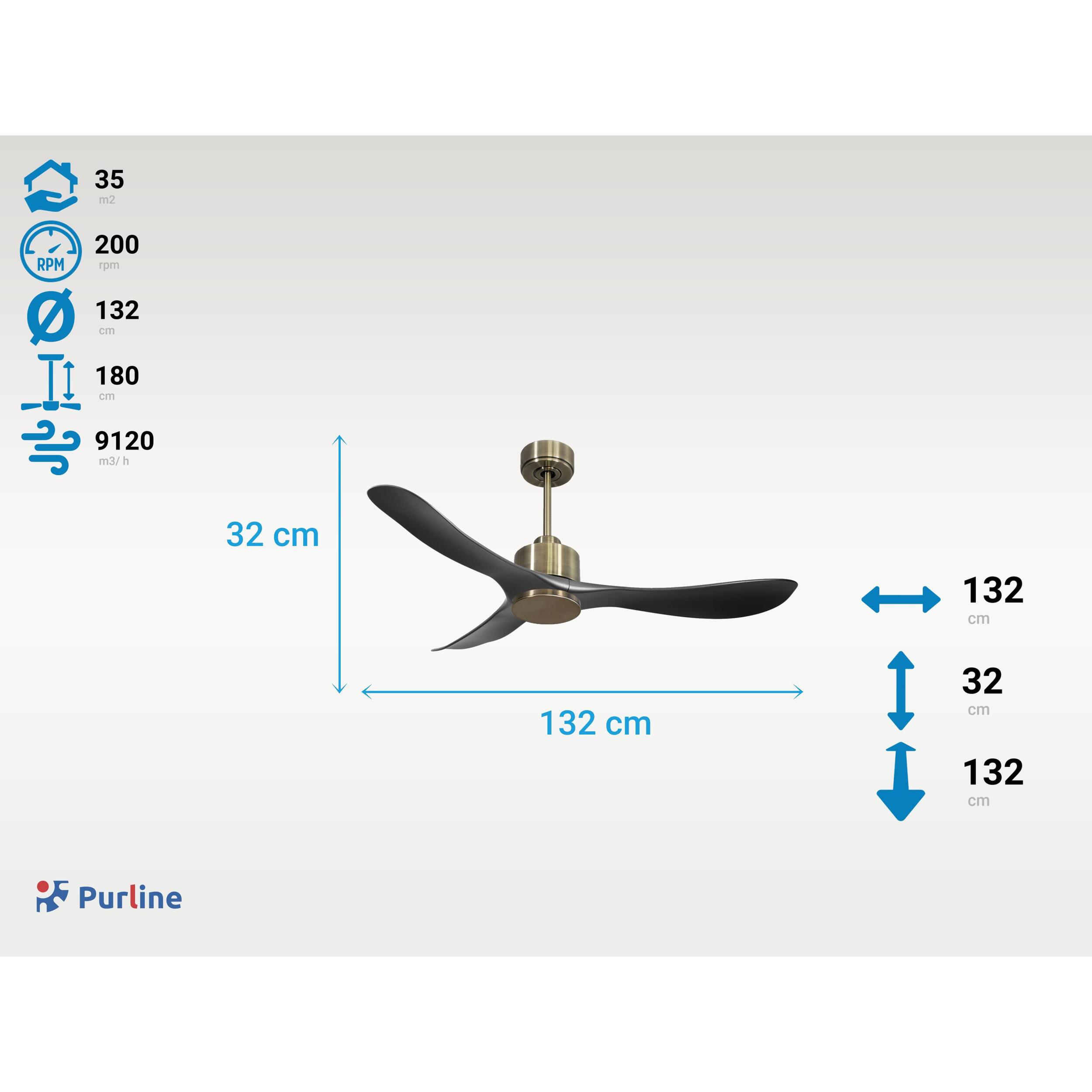 Ventilateur de plafond Réversible  Thermostat Wifi Moteur à courant continu Toits en pente Télécommande Hypersilence Mémoire