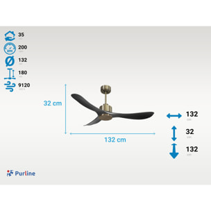 Ventilateur de plafond Réversible  Thermostat Wifi Moteur à courant continu Toits en pente Télécommande Hypersilence Mémoire