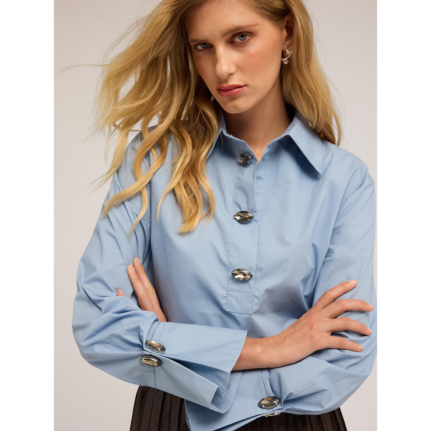 Motivi - Camicia over con pietre - Azzurro
