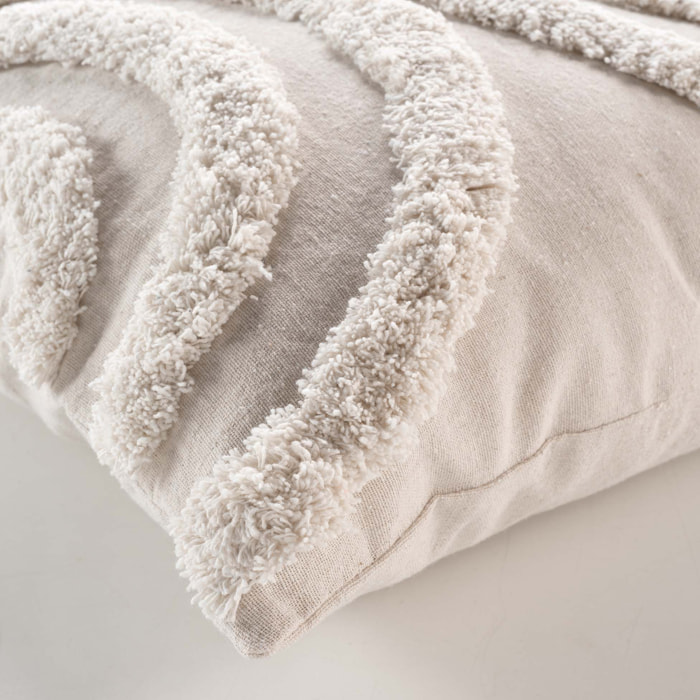 Coussin déhoussable aux motifs tuftés - Naturel