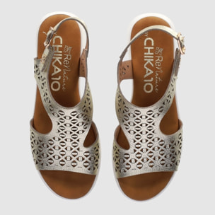 Sandalias de Piel - Oro - Tacón: 3 cm