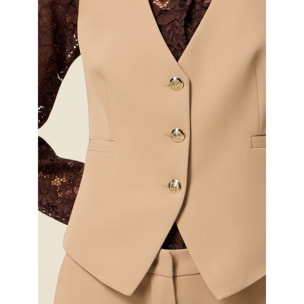 Oltre - Gilet in tessuto crêpe - Beige