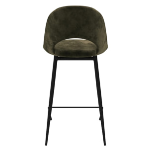 Lot de 2 chaises pour îlot central 65 cm en velours vert - Pénélope