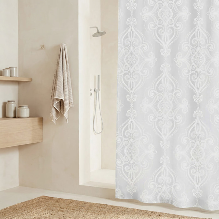 Rideau de douche Polyester RIVOLI Blanc Spirella