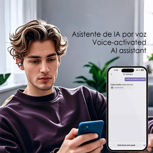 Cuffie sportive TWS XG-42, bluetooth 6.0. Assistente intelligente con traduzione in tempo reale e stazione di ricarica intelligente multifunzione con schermo touchscreen.