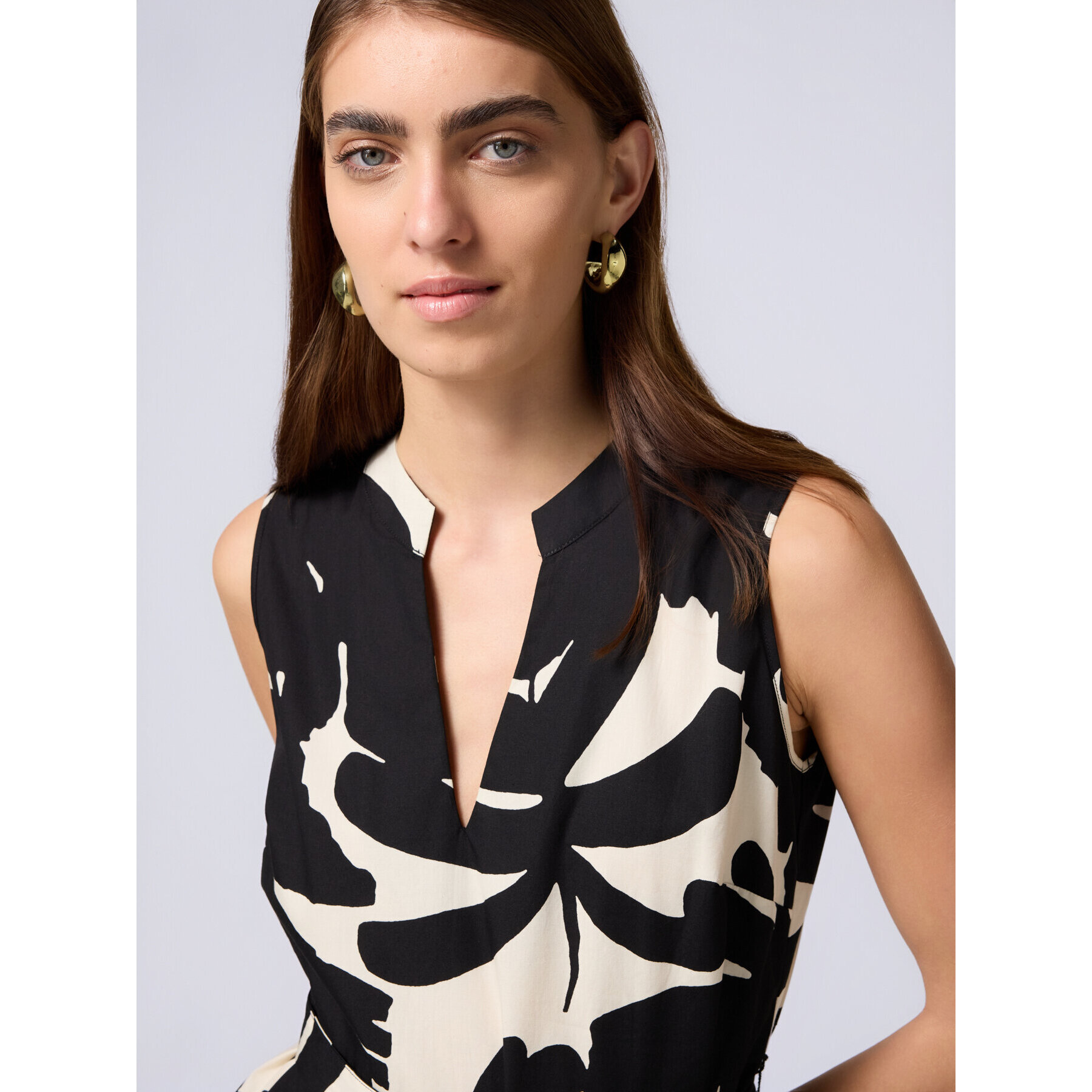 Oltre - Vestido midi evasé de popelina - Negro