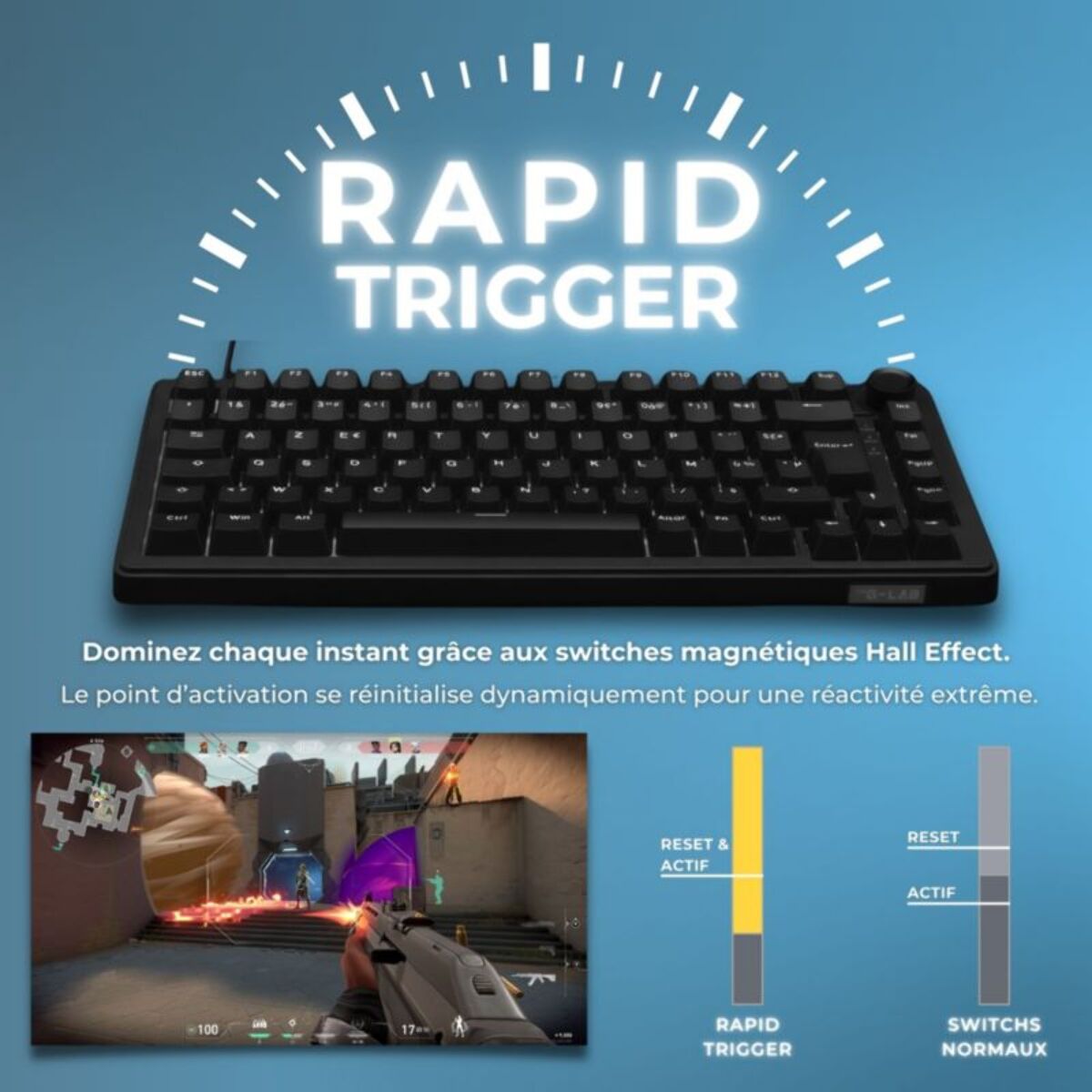 Clavier gamer THE G-LAB KEYZ ELITE 300 HE B Magnetique