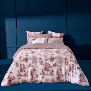 Housse de couette percale de coton imprimé rouge Poesie rosso