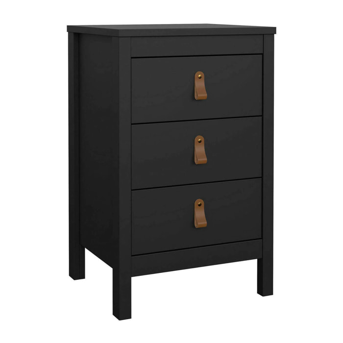 Comodino Lombardia, Comò basso, Tavolino da notte, Mensola da letto, 44x38 h70 cm, Nero
